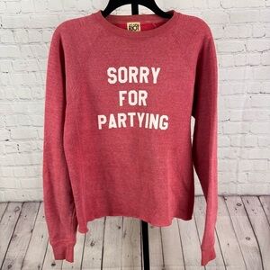 Sub_Urban Riot "Sorry for Partying" Crewneck Sweatshirt Red White Graphic Size S